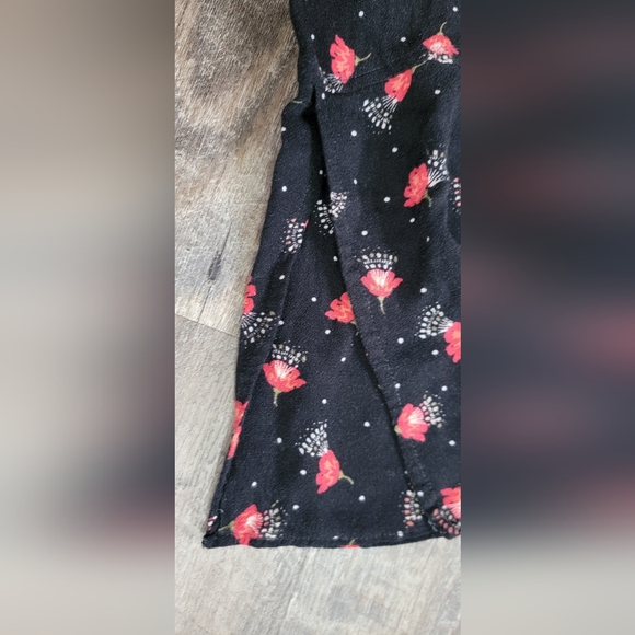 Free People Tegan Mini Dress Women's 4 Black & Red Floral Fit n Flare Long Sleev - Picture 6 of 14